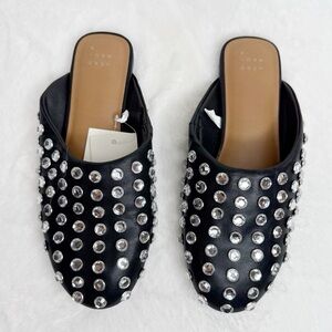 A New Day Black and Silver Studded Mules